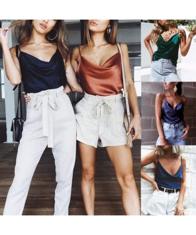 2020 Women's Tanks Camis V Neck Tank Tops Casual Loose Sleeveless Blouse Shirts - White - C2195R6IM2Z $13.39 Bras