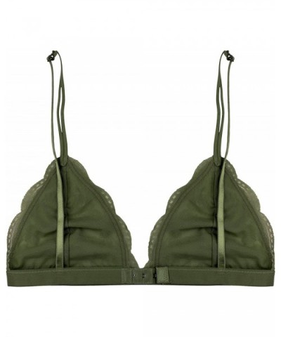 Women's Lace Triangle Bralette - Olive - CW18E2GRKEX $14.66 Bras