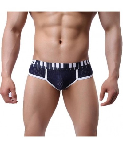 Men's Underwear- Thin Boxers Light Men Shorts Briefs Musical Note Type - Dark Blue - C112OBSSF7F $18.43 Boxer Briefs