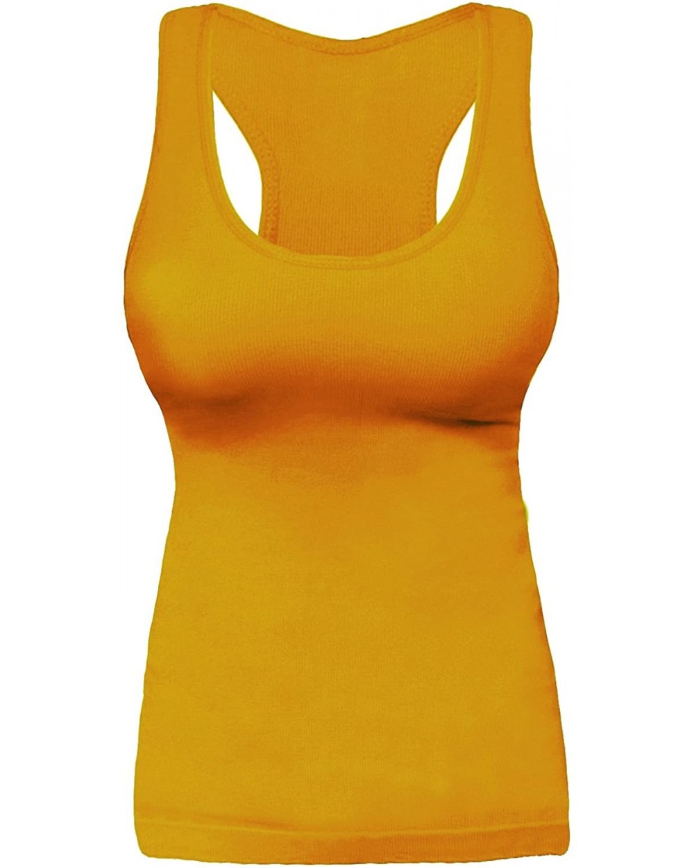 Rib Racerback Tank Top Camisole One Size - Mustard - CU183C9ISNE $15.67 Camisoles & Tanks