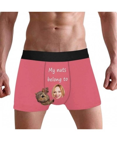 Custom Funny Face Boxers Briefs for Men Boyfriend- Customized Underwear with Picture My Nuts Belong to All Gray Stripe - Mult...