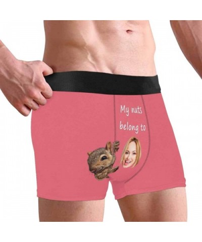 Custom Funny Face Boxers Briefs for Men Boyfriend- Customized Underwear with Picture My Nuts Belong to All Gray Stripe - Mult...