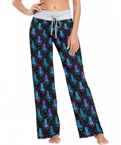 Women Jersey Pajama Pants Drawstring Loose Palazzo Lounge Pants Sleepwear - Colorful Octopuses - CG1905989MH $43.65 Bottoms