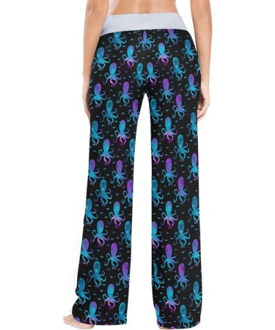 Women Jersey Pajama Pants Drawstring Loose Palazzo Lounge Pants Sleepwear - Colorful Octopuses - CG1905989MH $43.65 Bottoms