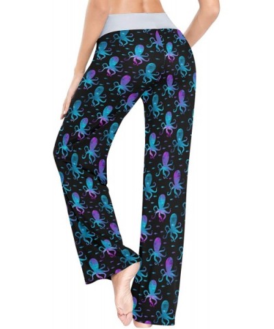 Women Jersey Pajama Pants Drawstring Loose Palazzo Lounge Pants Sleepwear - Colorful Octopuses - CG1905989MH $43.65 Bottoms