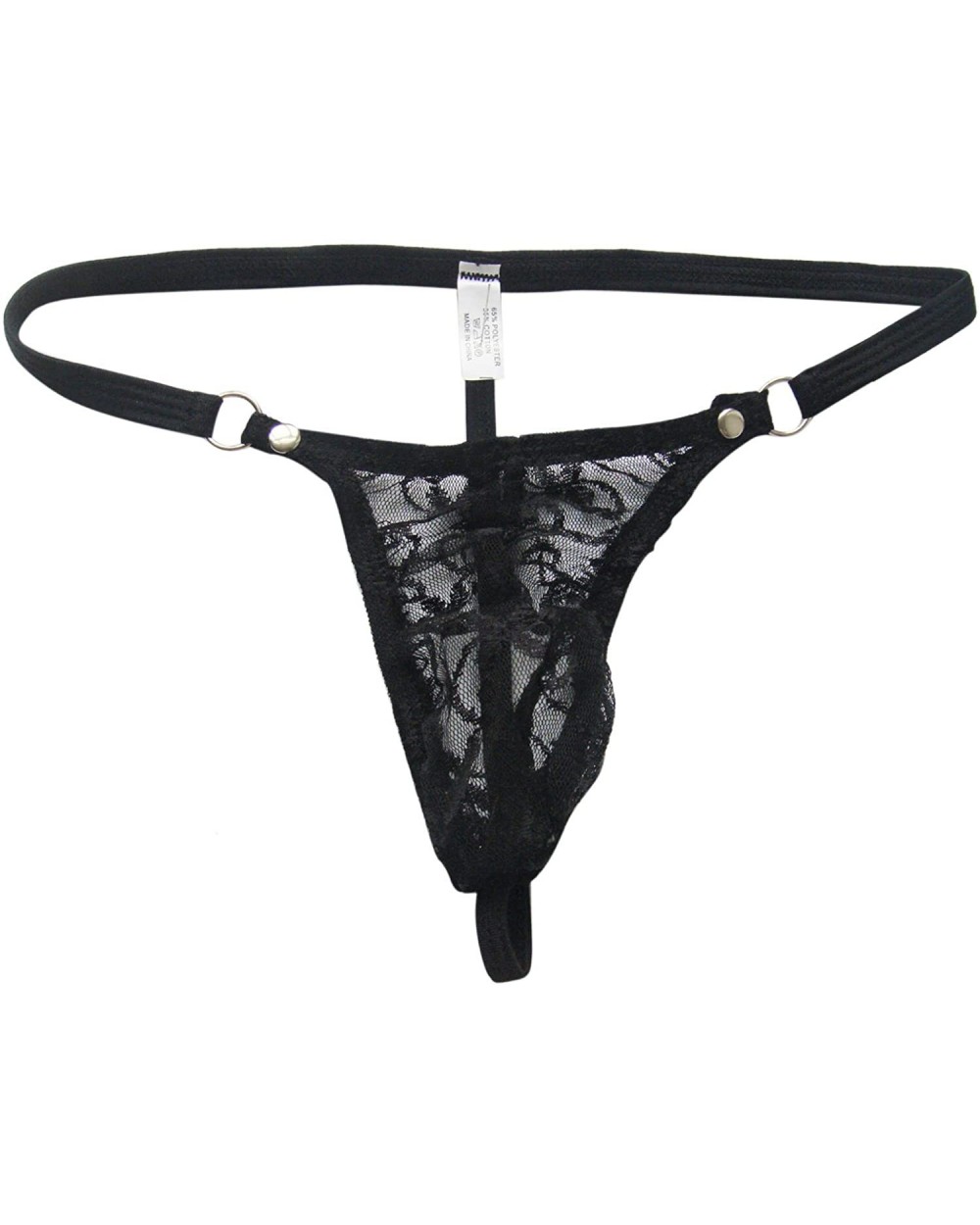 Men's Jacquard Lace Thong Underwear See Through Crossdress Panties G-String - Black - C01800G3H5K $35.56 Briefs