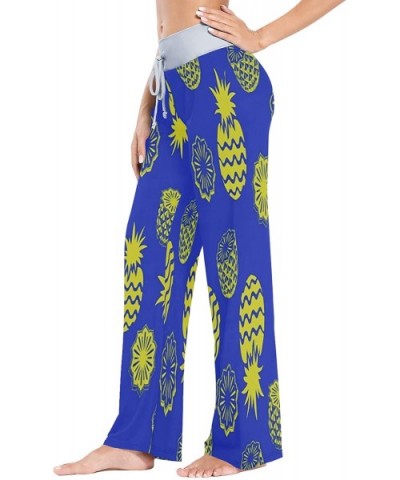 Pineapple Blue Womens Pajama Pants Loose Long Lounge Sleepwear Yoga Gym Trousers - C019DWHZMRL $43.66 Bottoms