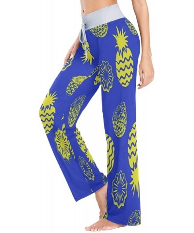 Pineapple Blue Womens Pajama Pants Loose Long Lounge Sleepwear Yoga Gym Trousers - C019DWHZMRL $43.66 Bottoms