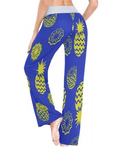 Pineapple Blue Womens Pajama Pants Loose Long Lounge Sleepwear Yoga Gym Trousers - C019DWHZMRL $43.66 Bottoms