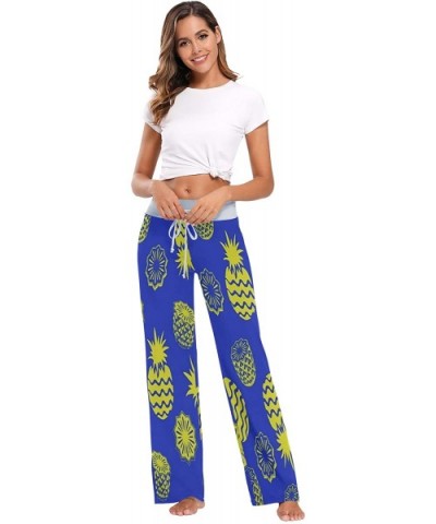 Pineapple Blue Womens Pajama Pants Loose Long Lounge Sleepwear Yoga Gym Trousers - C019DWHZMRL $43.66 Bottoms