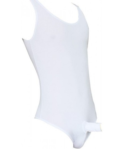 Men's One Piece Shirt Leotard Sheath Closed Bodysuit Leotard Top Underwear - White - CU18CQRUX7G $56.14 Undershirts