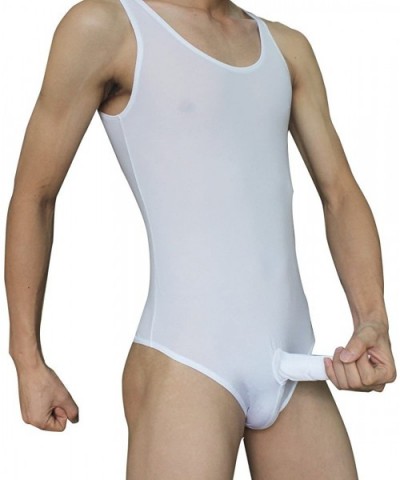 Men's One Piece Shirt Leotard Sheath Closed Bodysuit Leotard Top Underwear - White - CU18CQRUX7G $56.14 Undershirts