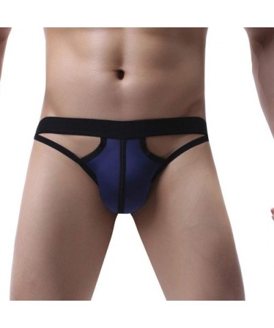 Mens Underwear QUNANEN Open Back Mens Underpants Low Rise Briefs G-String Thong Underwear Breathable Panties - Dark Blue - CI...