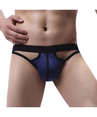 Mens Underwear QUNANEN Open Back Mens Underpants Low Rise Briefs G-String Thong Underwear Breathable Panties - Dark Blue - CI...