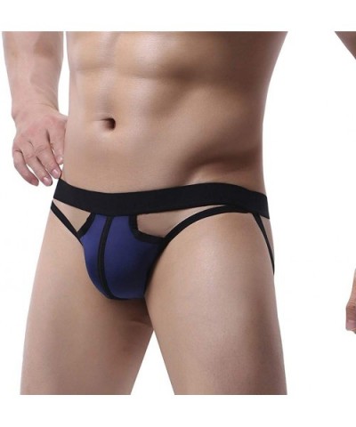 Mens Underwear QUNANEN Open Back Mens Underpants Low Rise Briefs G-String Thong Underwear Breathable Panties - Dark Blue - CI...