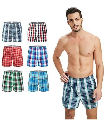 Large Size Men's Cotton Loose Boxer Briefs Underwear Home Casual Grid Beach Sleep Underpants - Ds06 - CW18STX9WUH $13.45 Boxe...