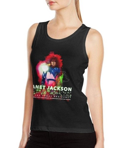 Janet Jackson Women Sexy Tank Tops Casual Style Vest T Shirts Black - Black - C519D430C4S $31.81 Camisoles & Tanks