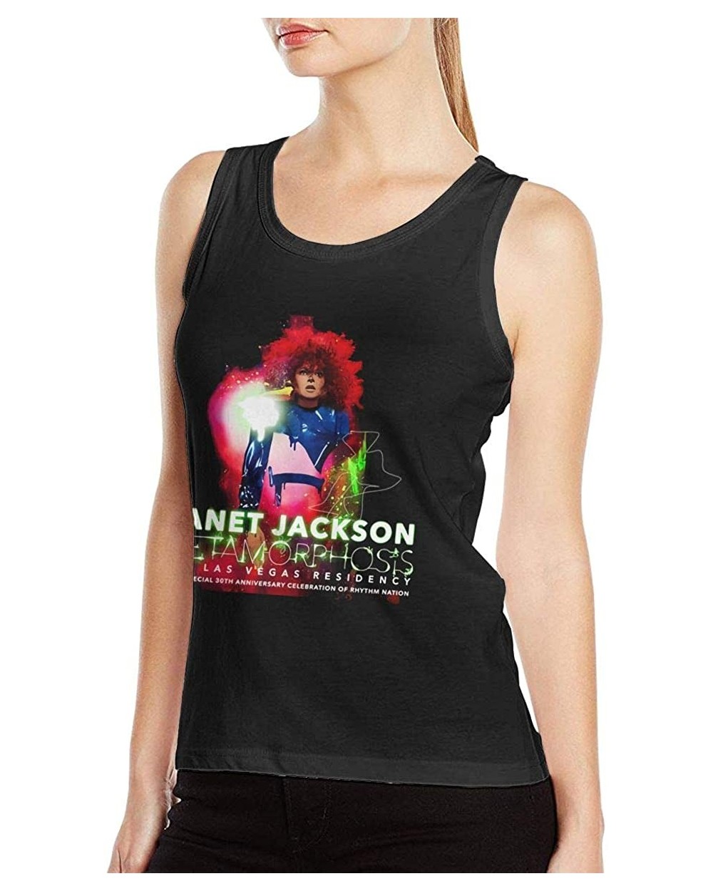 Janet Jackson Women Sexy Tank Tops Casual Style Vest T Shirts Black - Black - C519D430C4S $31.81 Camisoles & Tanks