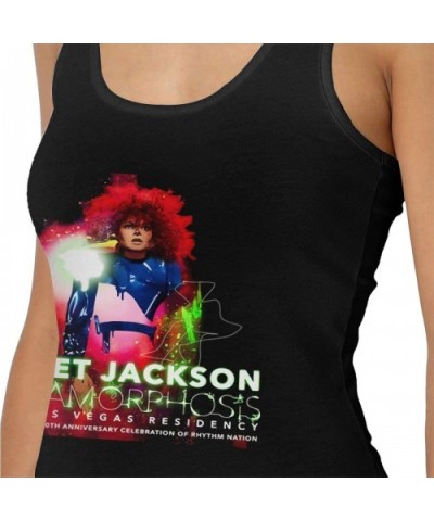 Janet Jackson Women Sexy Tank Tops Casual Style Vest T Shirts Black - Black - C519D430C4S $31.81 Camisoles & Tanks