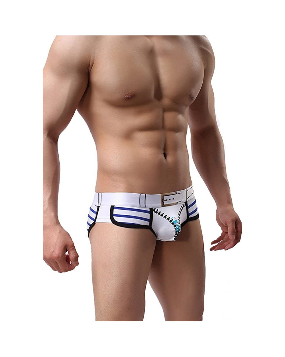 Mens Underwear Y Front Printed Pattern Cotton Briefs Bikini Shorts - White - C0185W879LW $12.99 Briefs