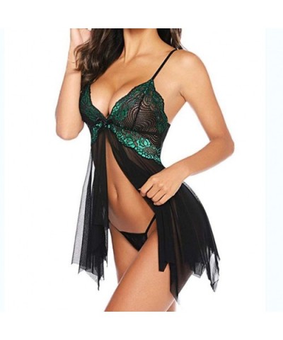 Womens Lingerie Sexy Babydoll Lace Silks Set Straps Chemise Underwear Sleepdress Nightwear - CL198Y87YLQ $21.21 Shapewear