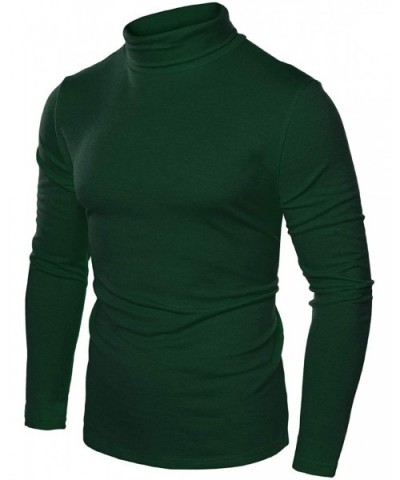 Men's Slim Fit Turtleneck T Shirts Casual Cotton Thermal Pullover Sweaters - Green - C5194X740HU $29.99 Thermal Underwear