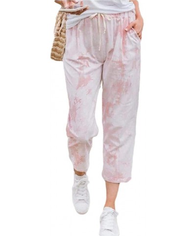 Womens Casual Loose Print Pants Tie Dye Wide Leg Palazzo Lounge Pant - Pink - C619CAOMYZM $39.53 Bottoms
