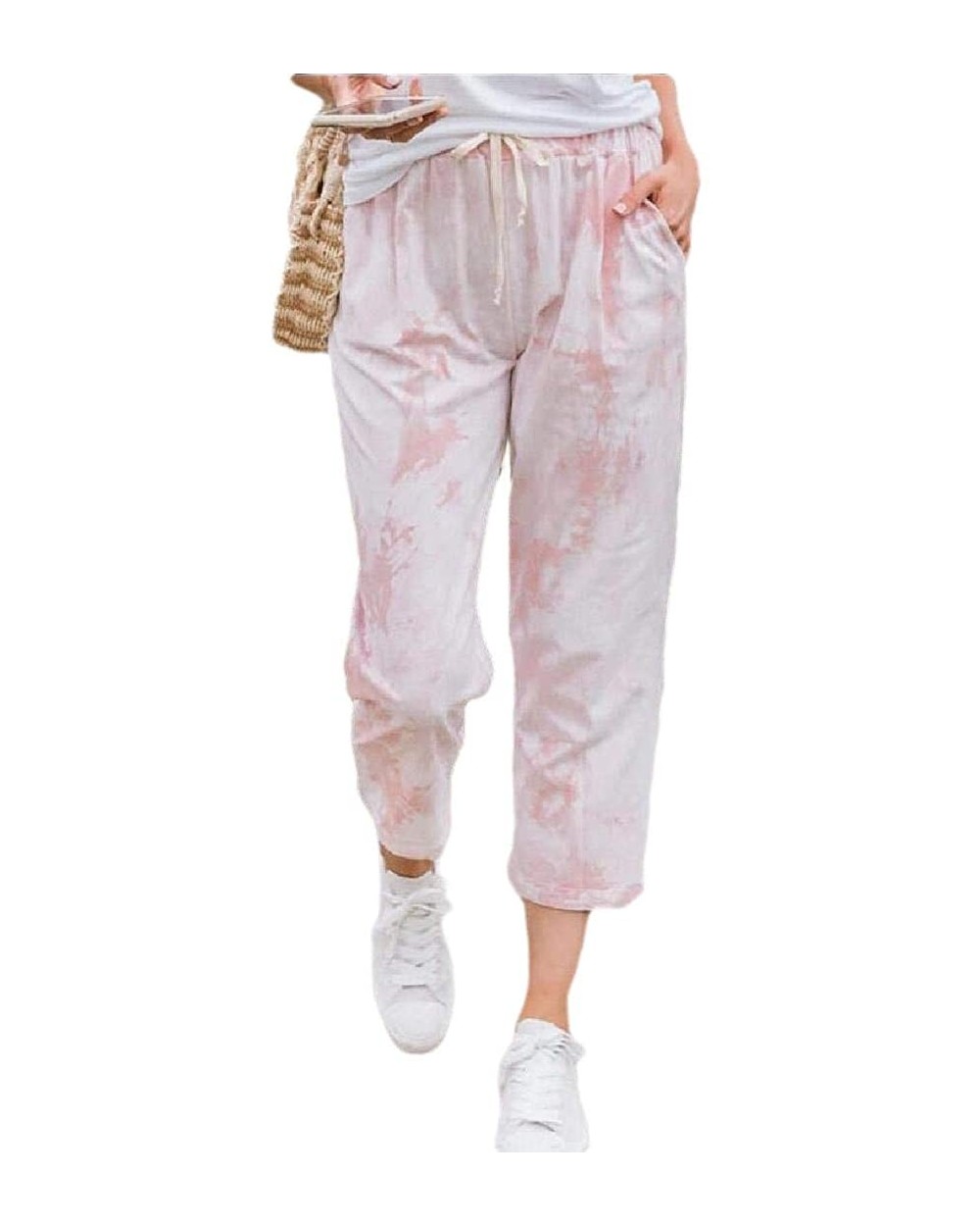 Womens Casual Loose Print Pants Tie Dye Wide Leg Palazzo Lounge Pant - Pink - C619CAOMYZM $39.53 Bottoms