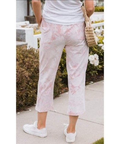 Womens Casual Loose Print Pants Tie Dye Wide Leg Palazzo Lounge Pant - Pink - C619CAOMYZM $39.53 Bottoms