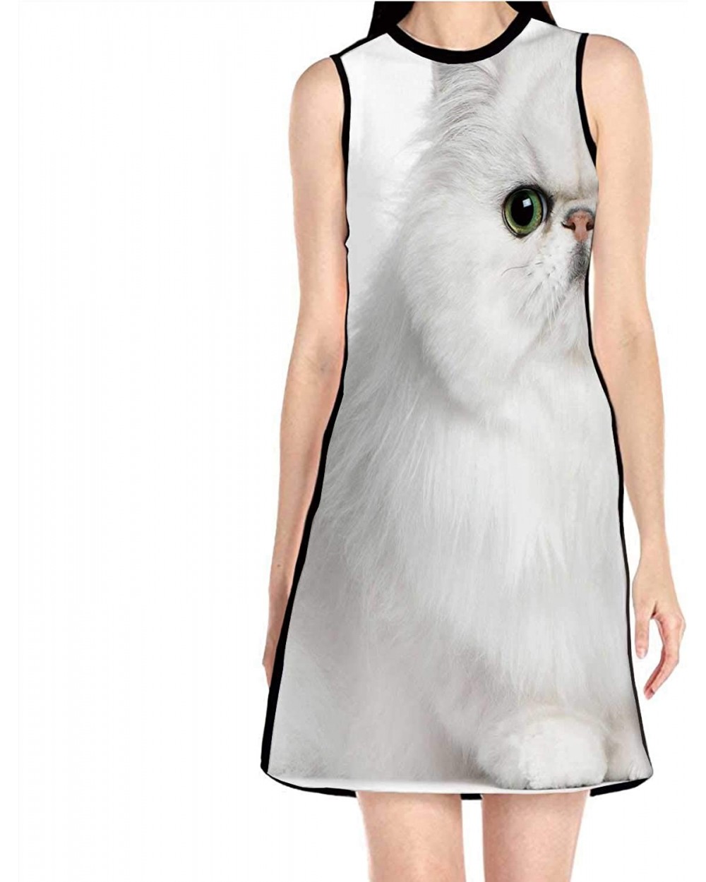 Shetland Sheepdog Sitting in Front of a White Dog-Women's Sleeveless Printed Princess Dress White S - Multi 07 - CN19CS0MCAH ...