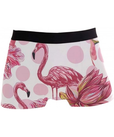 Valentine's Day Funny Moose Men's Underwear Boxer Briefs Breathable- Multi - Flamingos Flowers - CY18OR8IUEX $28.84 Boxer Briefs