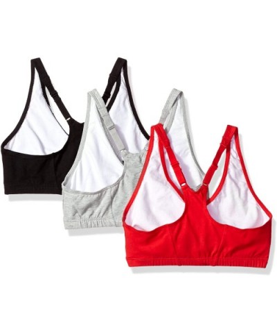 Women's Adjustable Shirred Front Racerback Bra (Pack of 3) - Red Hot/Black/Heather Grey - C511441TZG3 $19.48 Bras