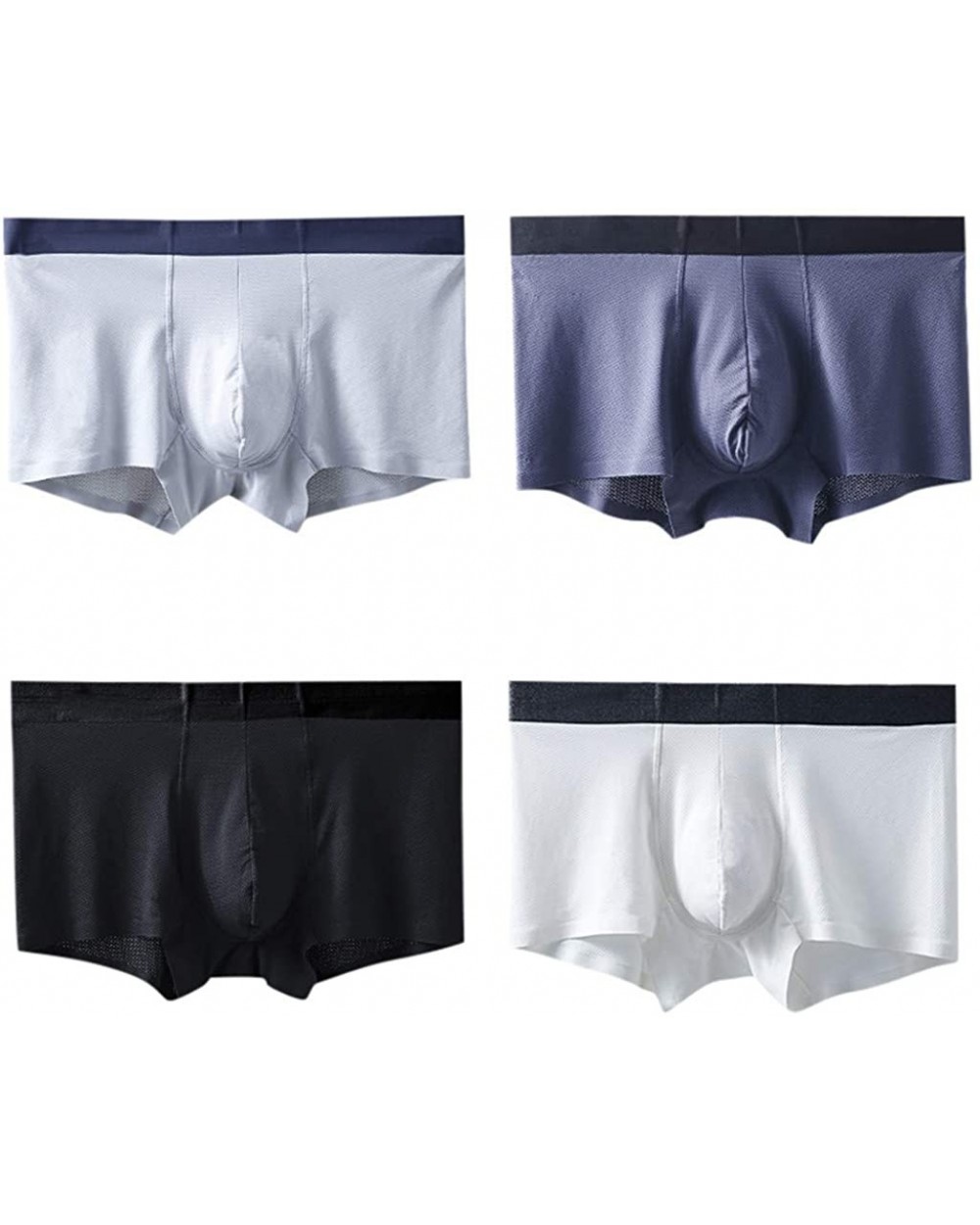 Boxer Briefs 4PC Mens Plus Size Mesh Breathable Underpants Thin Ice Silk Pouch Underwear Without Trace - D - CC18X2LTY34 $37....