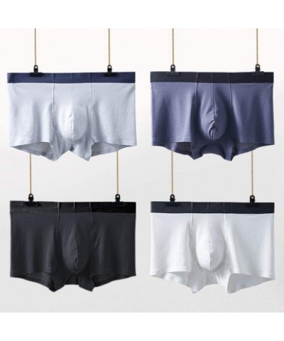 Boxer Briefs 4PC Mens Plus Size Mesh Breathable Underpants Thin Ice Silk Pouch Underwear Without Trace - D - CC18X2LTY34 $37....