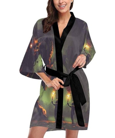 Custom Funny Monsters Cool Women Kimono Robes Beach Cover Up for Parties Wedding (XS-2XL) - Multi 4 - CO194WW8WTT $75.84 Robes