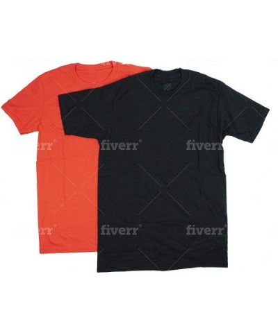 Men's 2-Pack Short Sleeve Crewneck Cotton T-Shirt - Black/Red - CL19CM33AZ6 $14.51 Undershirts