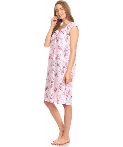 Women's Soft and Comfy Nightgown Printed Pajama Night Dress (Also in Plus) - Pink - CW18STOK94R $23.95 Nightgowns & Sleepshirts