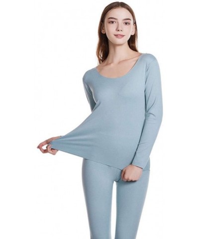 Without A Trace Thermal Underwear Long Johns Set for Women- Ultra Soft Top & Bottom Base Layer Clothes-Blue-L - C819292K2AS $...