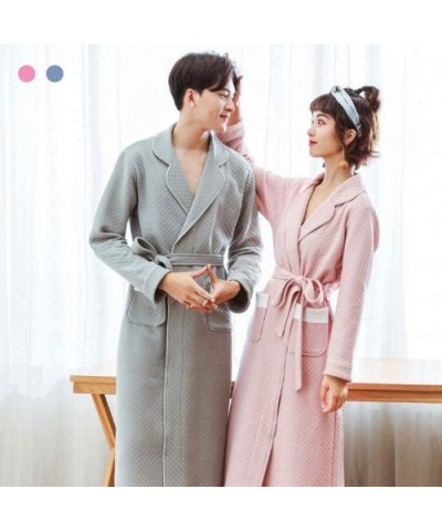 Air Layer Cotton Couple Nightgown Cotton Couples Bathrobe Long Cardigan Home Service - Men-grey - CJ18AR7LCLQ $67.31 Robes