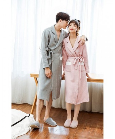 Air Layer Cotton Couple Nightgown Cotton Couples Bathrobe Long Cardigan Home Service - Men-grey - CJ18AR7LCLQ $67.31 Robes