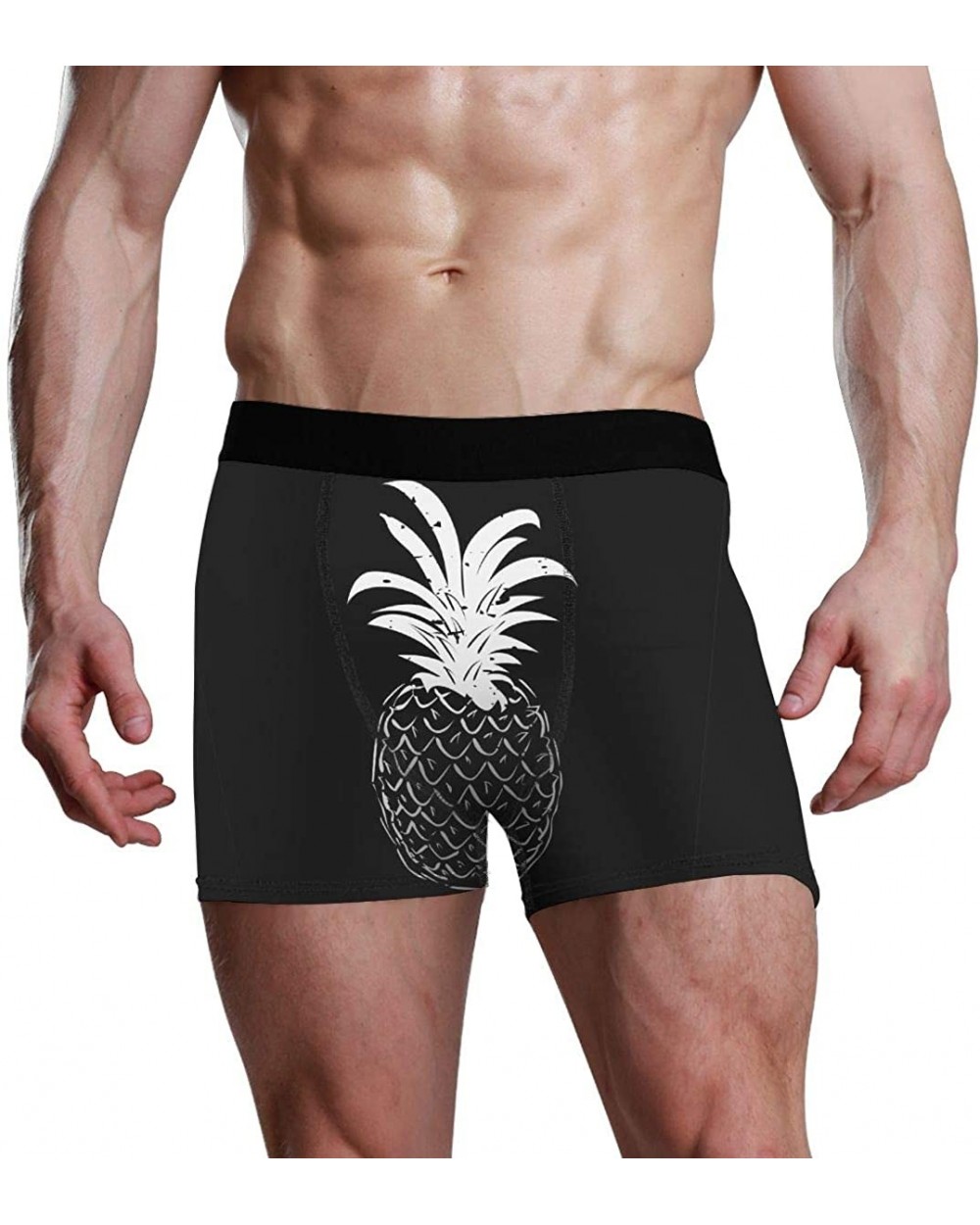 Men's Algae Marine Plants Breathable Boxer Briefs No Ride-up Soft Underpants S - Black and White Pineapple8 - CF18TQENXNO $25...