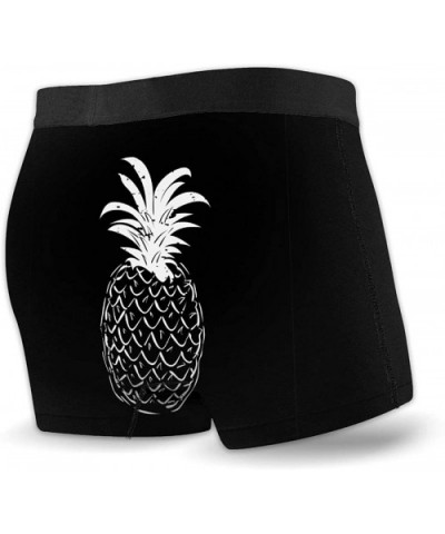 Men's Algae Marine Plants Breathable Boxer Briefs No Ride-up Soft Underpants S - Black and White Pineapple8 - CF18TQENXNO $25...