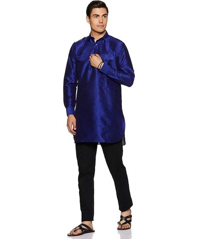 Mens Silk Blend Pathani Kurta - CM18WE9XSGN $45.99 Sleep Tops