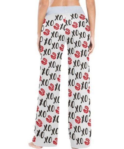 Women's Comfy Stretch High Waist Drawstring Palazzo Wide Leg Pants - Slang Xoxo Symbols - CN199E75ME8 $42.72 Bottoms