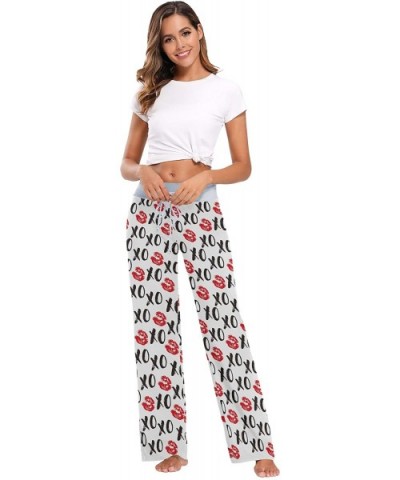 Women's Comfy Stretch High Waist Drawstring Palazzo Wide Leg Pants - Slang Xoxo Symbols - CN199E75ME8 $42.72 Bottoms