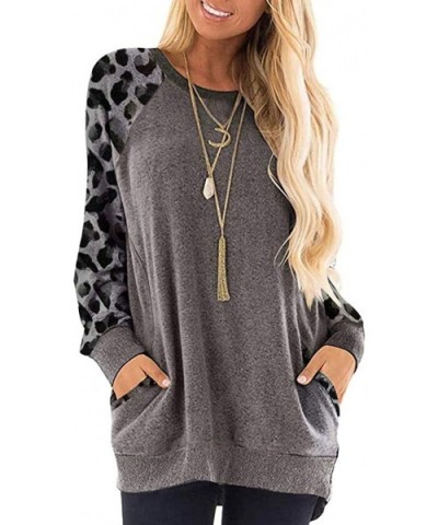 Sweatshirt Tshirt Pullover Solid Color Long Sleeve Shirt Blouse Loose Fit Faux Cashmere Pocket Casual - B2-gray - CJ18AGASQDN...