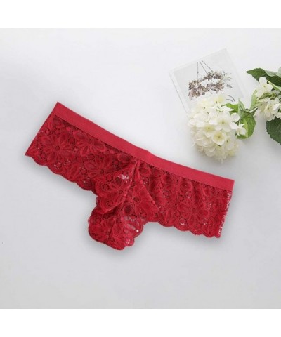 Womens Sexy Lace Underwear Bikini Low Waist Panties Lingerie Multicolor - Red - CI196RHSTQM $12.49 Bustiers & Corsets