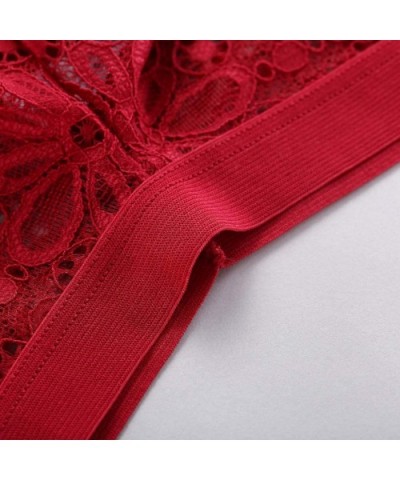 Womens Sexy Lace Underwear Bikini Low Waist Panties Lingerie Multicolor - Red - CI196RHSTQM $12.49 Bustiers & Corsets