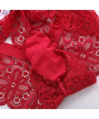 Womens Sexy Lace Underwear Bikini Low Waist Panties Lingerie Multicolor - Red - CI196RHSTQM $12.49 Bustiers & Corsets