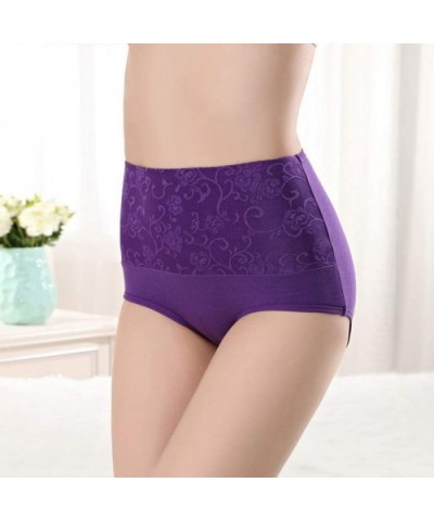 Underwear Women High Waist Full Coverage Ladies Briefs Cotton Tummy Control Panties C-Section Recovery - 6pack-style1 - CI18Z...